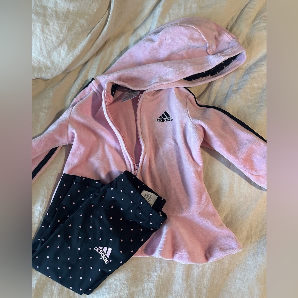 Adidas Toddler girl’s 2-piece pant set.